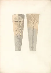 Studien von zwei Sargdeckeln aus Kirchen in Norfolk